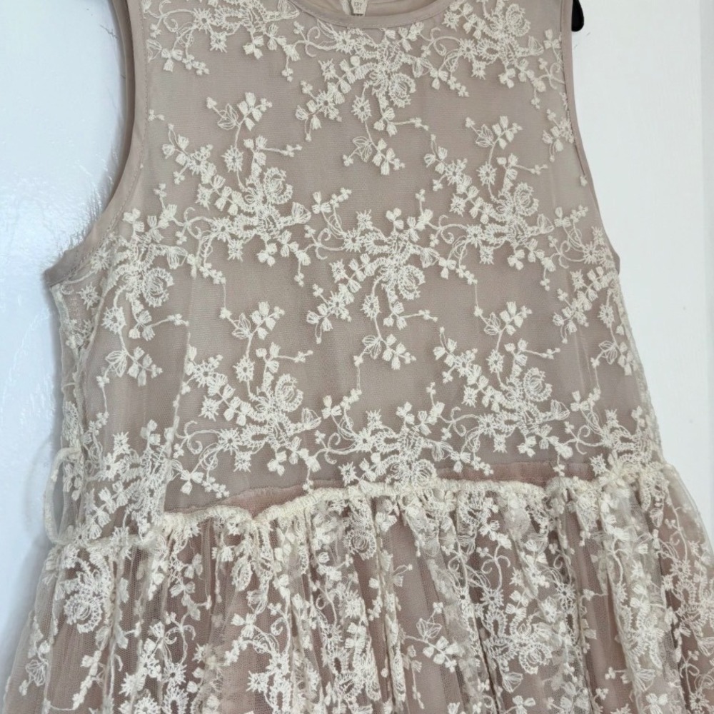 Blush Floral Lace Dress Girls Size L Pink Good Tulle Tiered Princess Cottage - Picture 3 of 6